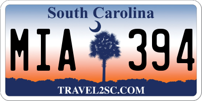 SC license plate MIA394