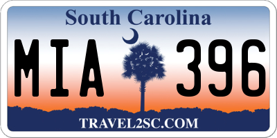 SC license plate MIA396