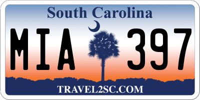 SC license plate MIA397