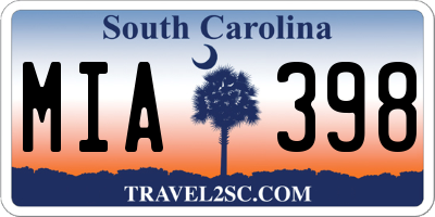 SC license plate MIA398