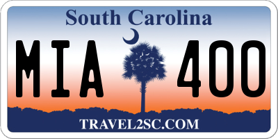 SC license plate MIA400