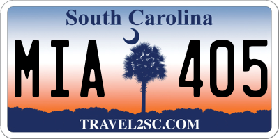 SC license plate MIA405