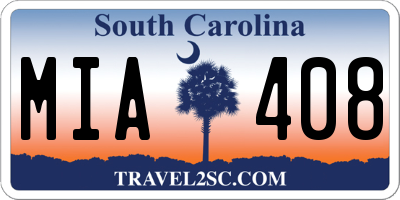 SC license plate MIA408