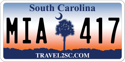 SC license plate MIA417