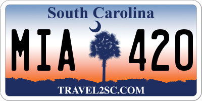 SC license plate MIA420