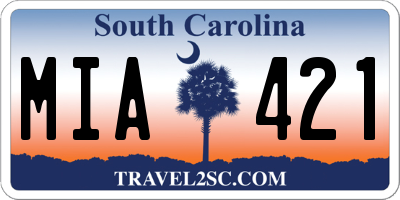 SC license plate MIA421