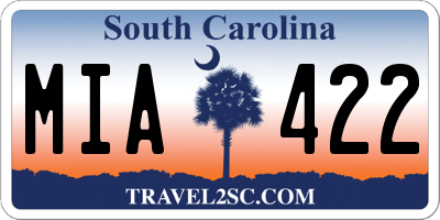 SC license plate MIA422