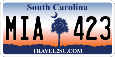 SC license plate MIA423