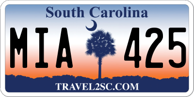 SC license plate MIA425
