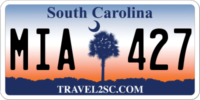 SC license plate MIA427