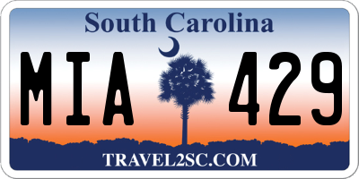 SC license plate MIA429