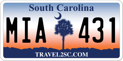 SC license plate MIA431