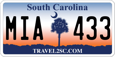 SC license plate MIA433