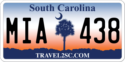 SC license plate MIA438