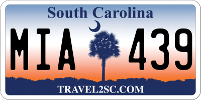 SC license plate MIA439