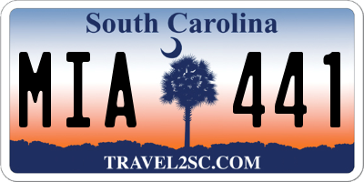 SC license plate MIA441