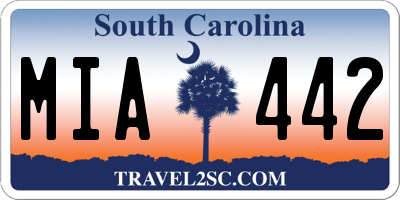SC license plate MIA442