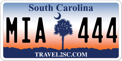 SC license plate MIA444