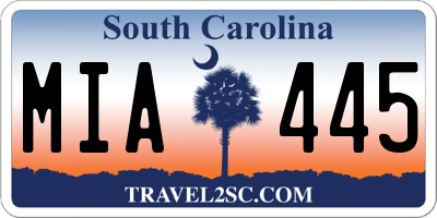 SC license plate MIA445