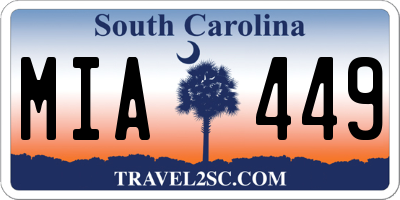 SC license plate MIA449