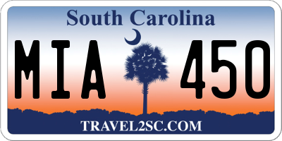 SC license plate MIA450