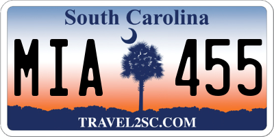 SC license plate MIA455