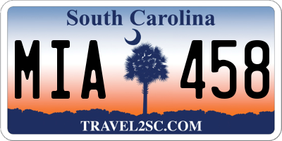 SC license plate MIA458