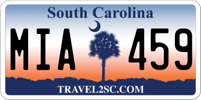 SC license plate MIA459