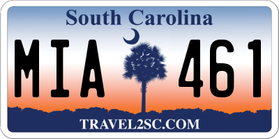 SC license plate MIA461