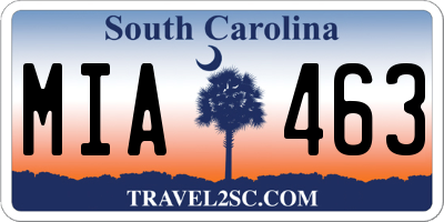 SC license plate MIA463