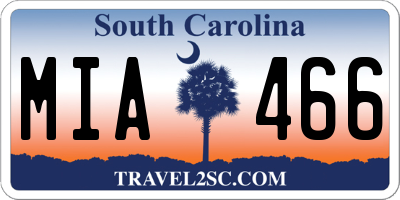SC license plate MIA466