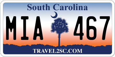 SC license plate MIA467
