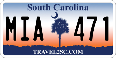 SC license plate MIA471