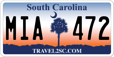 SC license plate MIA472