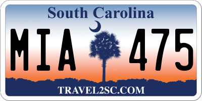 SC license plate MIA475