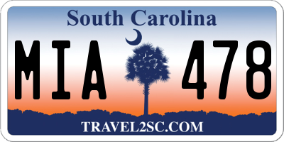 SC license plate MIA478