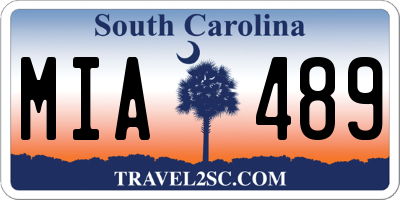 SC license plate MIA489