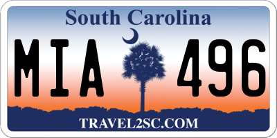 SC license plate MIA496