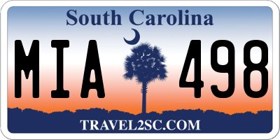 SC license plate MIA498