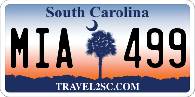 SC license plate MIA499