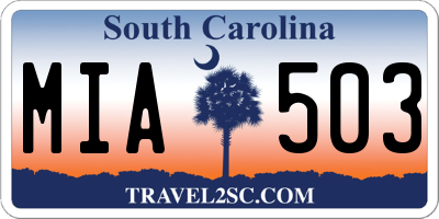 SC license plate MIA503