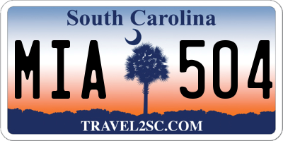 SC license plate MIA504
