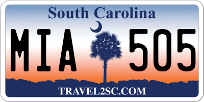 SC license plate MIA505
