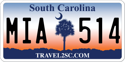 SC license plate MIA514