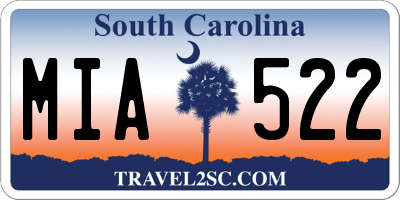 SC license plate MIA522