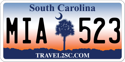 SC license plate MIA523