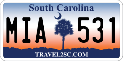 SC license plate MIA531