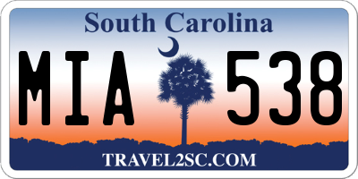 SC license plate MIA538