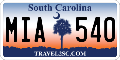 SC license plate MIA540