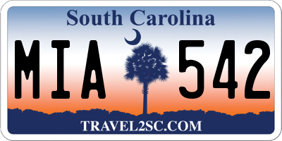 SC license plate MIA542